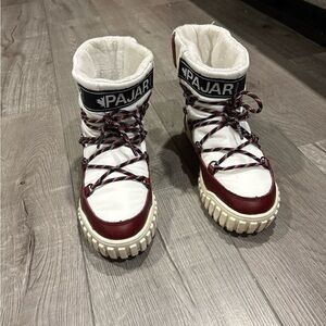 Pajar White and Burgundy Lace-Up Boots